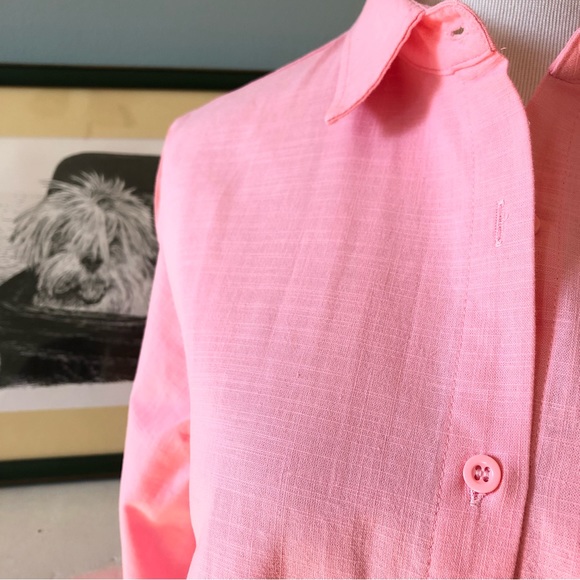 Pink Cotton-Linen Button Up Blouse - Picture 2 of 10